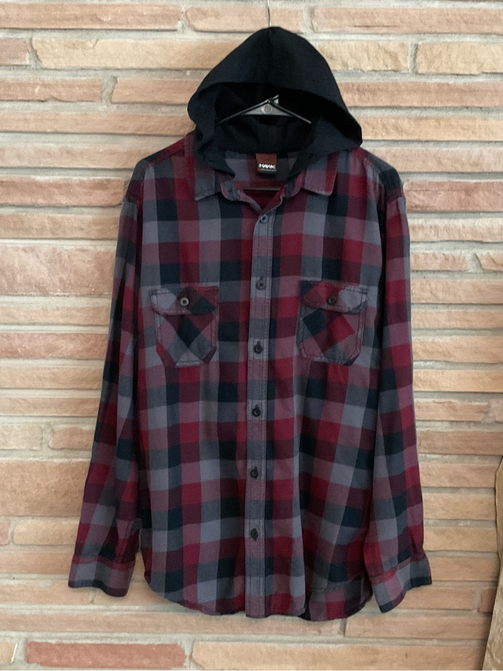Tony Hawk Plaid Hoodie Shirt XL